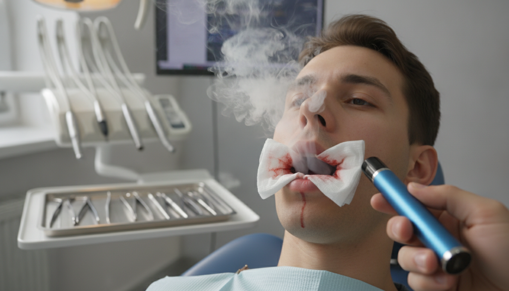 découvrez les risques associés au vapotage immédiatement après une extraction dentaire et les précautions à prendre pour assurer une bonne cicatrisation.